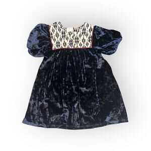 Zara Girls Velvet Embroidered Dress